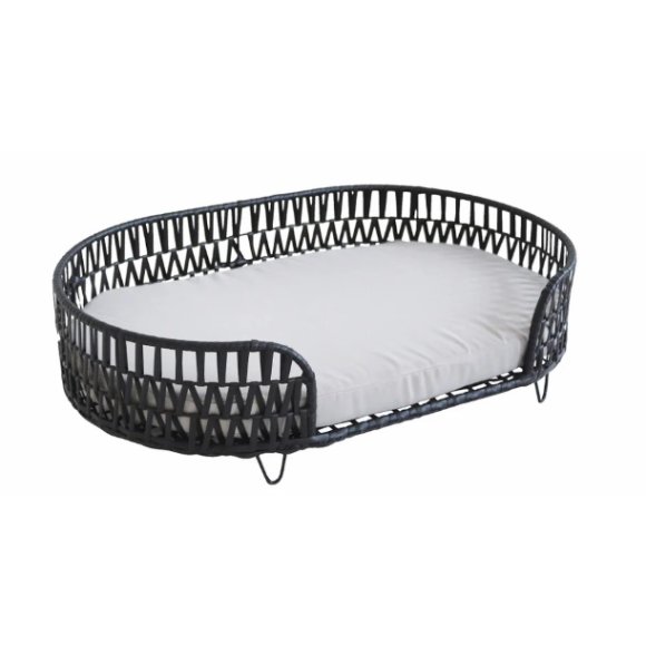 CUCCIA LETTINO OVALE NERA CON CUSCINO - 75X49XH18CM