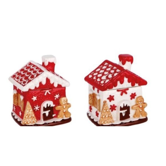 NATALE SCATOLA A FORMA DI CASETTA 10X9XH12 COLORAZIONI ASSORTITE