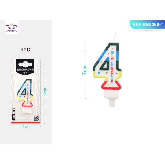 CANDELA  COLORATA - NUMERO "4"