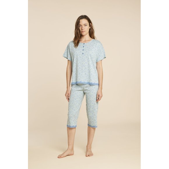 NOIDINOTTE - PIGIAMA DONNA IN COTONE COD.FA8645AB - AZZURRO