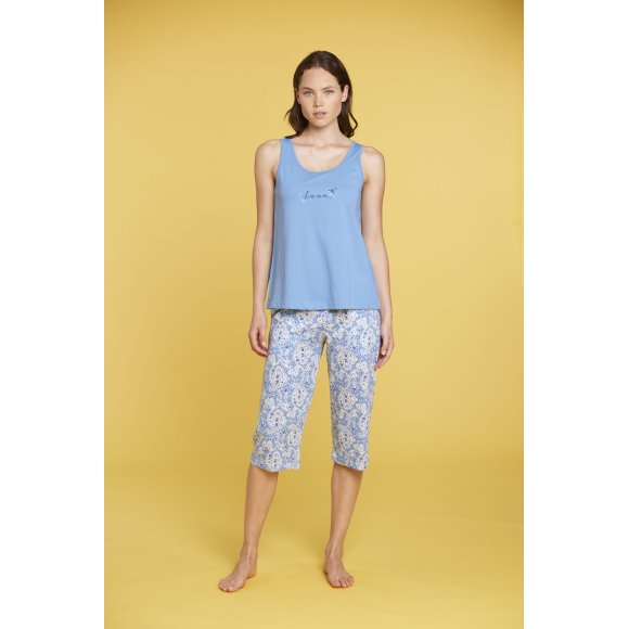 NOIDINOTTE - PIGIAMA DONNA IN COTONE COD.FA8671AB - AZZURRO