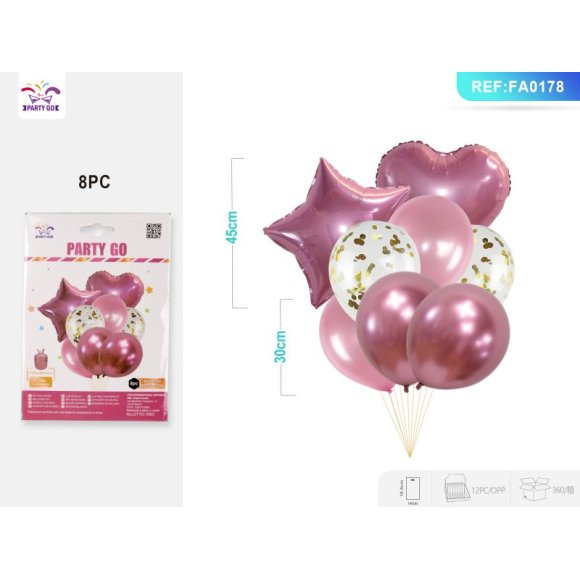 SET PALLONCINO STELLA CUORE - ROSA