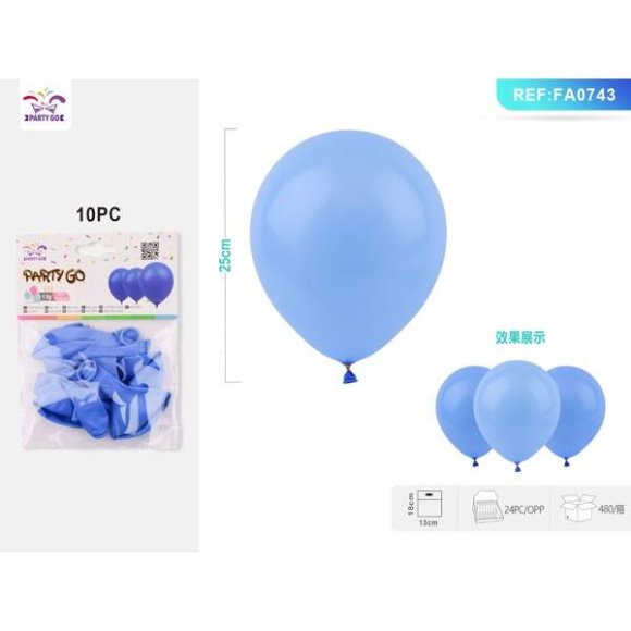 PALLONCINI IN LATTICE AZZURRO - 10 PEZZI