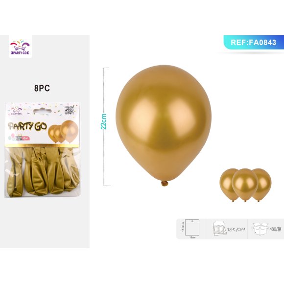 PALLONCINO METALLIZZATO ORO - 8 PEZZI