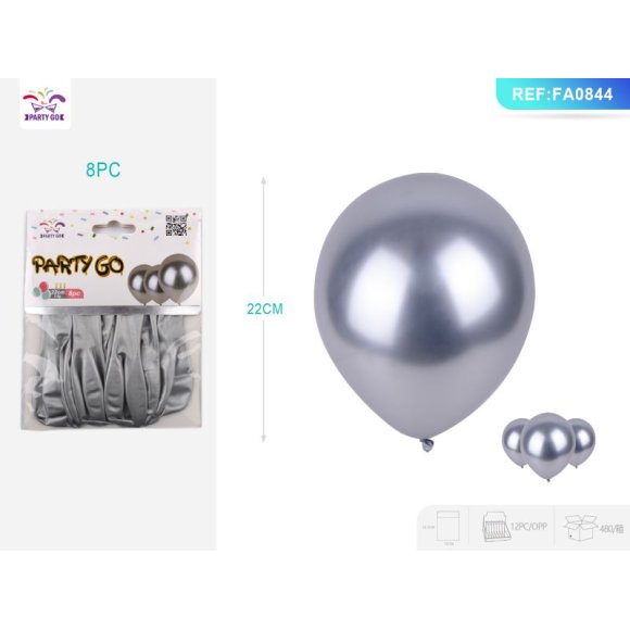 PALLONCINO METALLIZZATO ARGENTO - 8 PEZZI