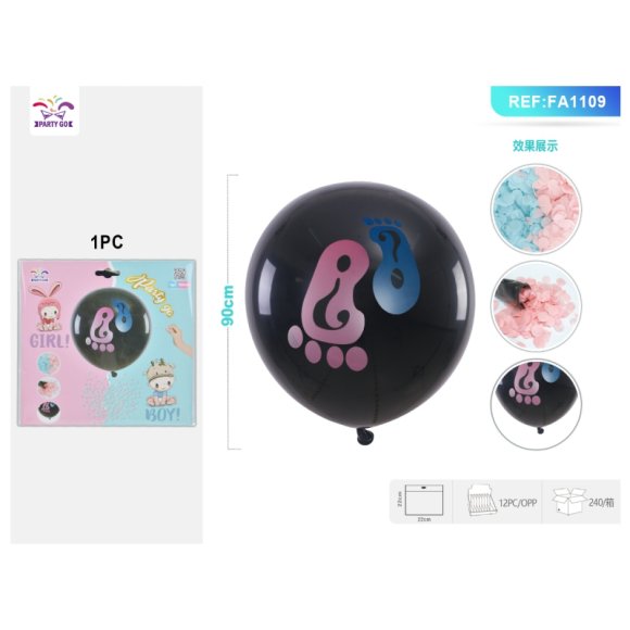 PALLONCINO BABY SHOWER BOY GIRL - NERO