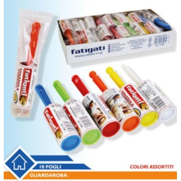 FATIGATI RULLO LEVAPELUCCHI SPAZZOLA PER ABITI CON 10 FOGLI ADESIVI 