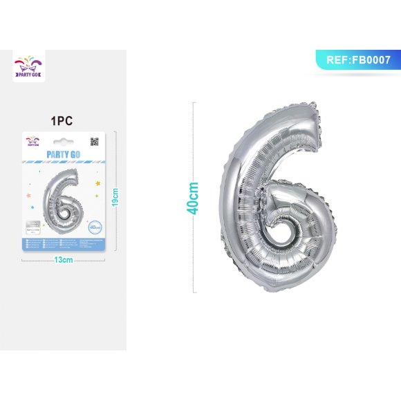 PALLONCINO MYLAR ARGENTO - NUMERO 6