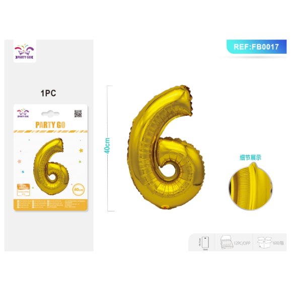 PALLONCINO MYLAR ORO - NUMERO 6