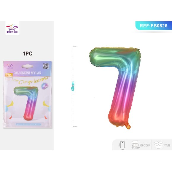 PALLONCINO MYLAR COLORATO - NUMERO 7