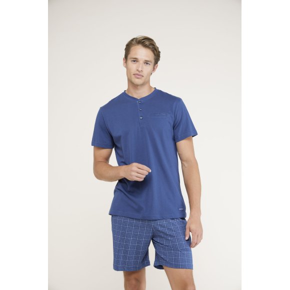NOIDINOTTE - PIGIAMA UOMO 3 PEZZI IN COTONE COD.FC2847AB - BLU
