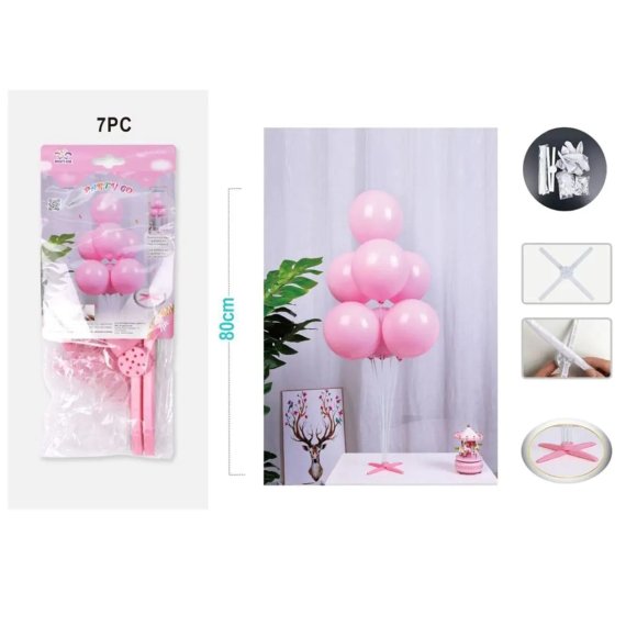 SET PALLONCINI CON CUORE ROSA - 7 PEZZI