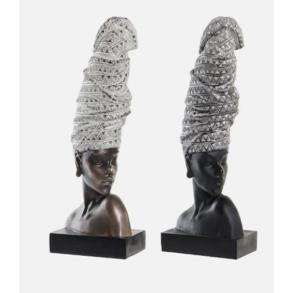 FIGURA RESINA AFRICANA 15,5 x 13,5 x 42 CM - COLORI ASSORTITI 