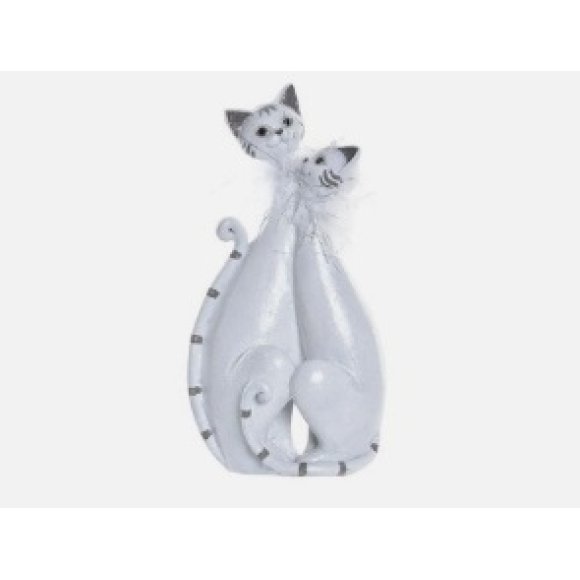 FIGURA IN RESINA GATTI BRILLANTINATI 15X10X29 CM 