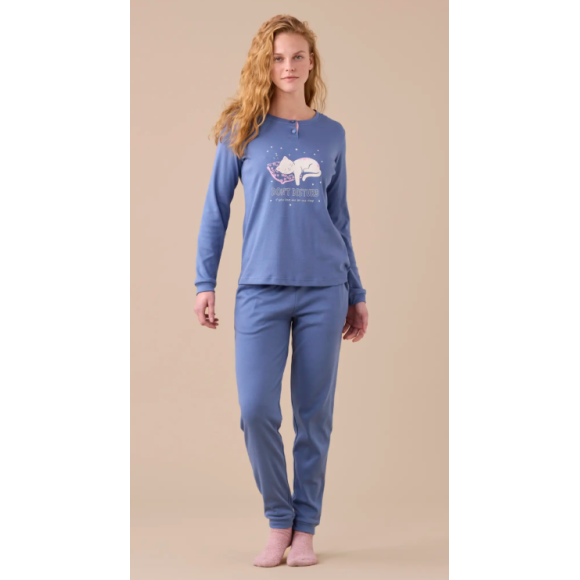 Pigiama donna caldo cotone articolo gatto FA9257