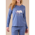 Pigiama donna caldo cotone articolo gatto FA9257