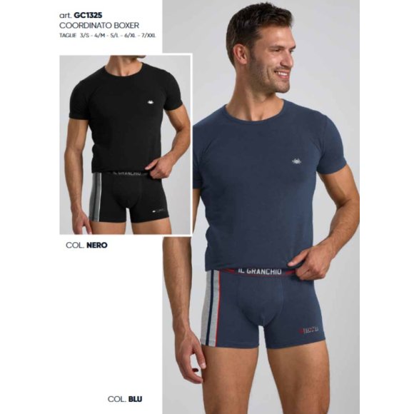 GRANCHIO - COORDINATO UOMO MAGLIETTA+ BOXER ART.GC1325 - COLORI ASSORTITI GRANCHIO - COORDINATO UOMO MAGLIETTA+ BOXER ART.GC1325 - COLORI ASSORTITI