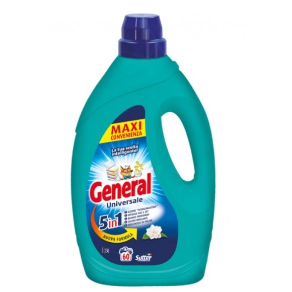 GENERAL UNIVERSALE 5IN1 DETERSIVO PER LAVATRICE 60 LAVAGGI - 2.7 LT GENERAL UNIVERSALE 5IN1 DETERSIVO PER LAVATRICE 60 LAVAGGI - 2.7 LT