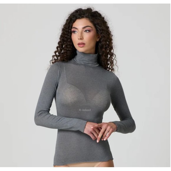 JADEA-MAGLIA DONNA DOLCEVITA MANICA LUNGA COD.4066-GRIGIO 