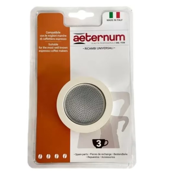 AETERNUM RICAMBI CAFFETTIERE 3 TAZZE 3 GUARNIZIONI + 1 PIASTRINA AETERNUM RICAMBI CAFFETTIERE 3 TAZZE 3 GUARNIZIONI + 1 PIASTRINA