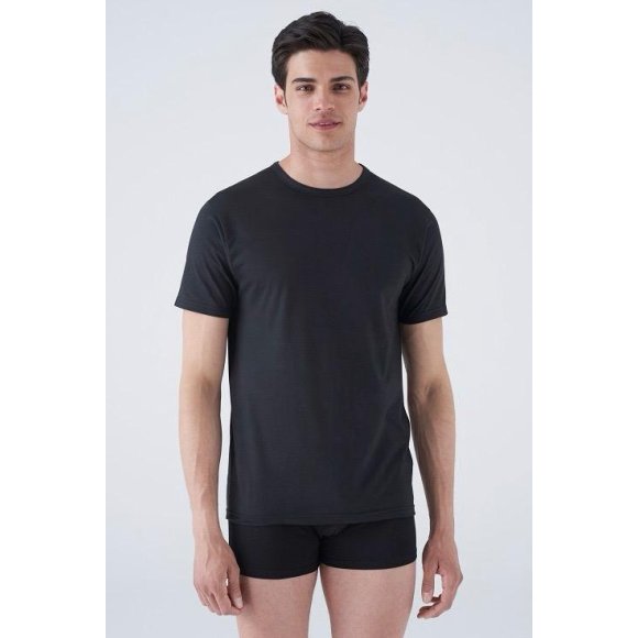 KAREL - MAGLIETTA UOMO GIROCOLLO COD.UK66NB NERO/BLU - TAGLIA 4