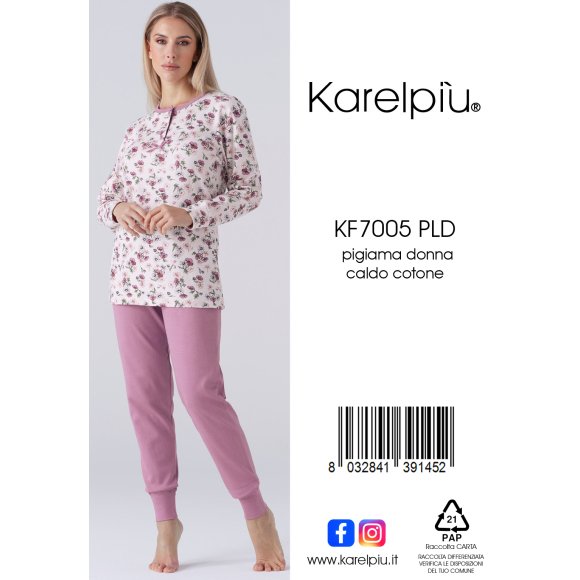 KAREL - PIGIAMA DONNA IN CALDO COTONE COD. KF7005PLD