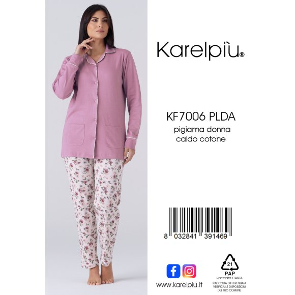 KAREL - PIGIAMA DONNA IN CALDO COTONE COD. KF7006PLDA