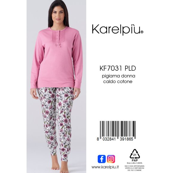 KAREL - PIGIAMA DONNA IN CALDO COTONE COD. KF7031PLD