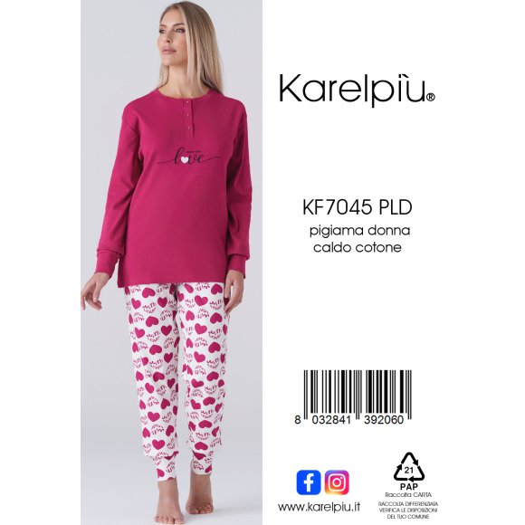 KAREL - PIGIAMA DONNA IN CALDO COTONE COD. KF7045PLD