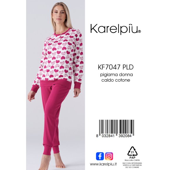 KAREL - PIGIAMA DONNA IN CALDO COTONE COD. KF7047PLD