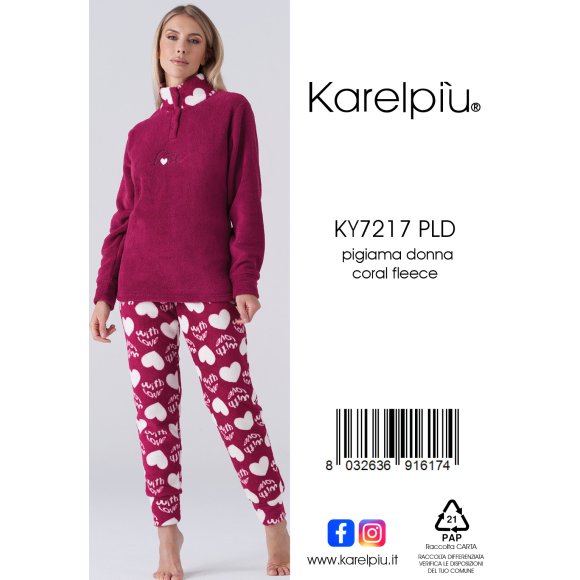 KAREL - PIGIAMA DONNA IN CALDO COTONE COD.KF7217PLD