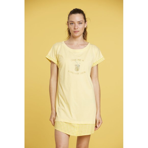 NOIDINOTTE - ABITO CORTO DONNA IN COTONE COD. LA2971AB - GIALLO
