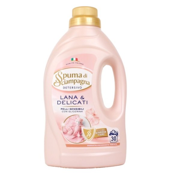 SPUMA DI SCIAMPAGNA DETERSIVO LIQUIDO BUCATO LAVATRICE LANA & DELICATI 30 LAVAGGI 1350 ML SPUMA DI SCIAMPAGNA DETERSIVO LIQUIDO BUCATO LAVATRICE LANA & DELICATI 30 LAVAGGI 1350 ML