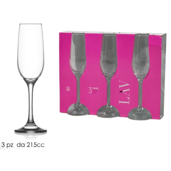 LAV SET 3 FLUTE CHAMPAGNE FAME - 215CC LAV SET 3 FLUTE CHAMPAGNE FAME - 215CC