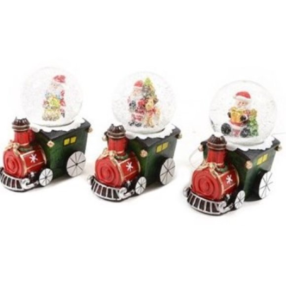 NATALE-LOCOMOTIVA PALLA DI NEVE IN RESINA