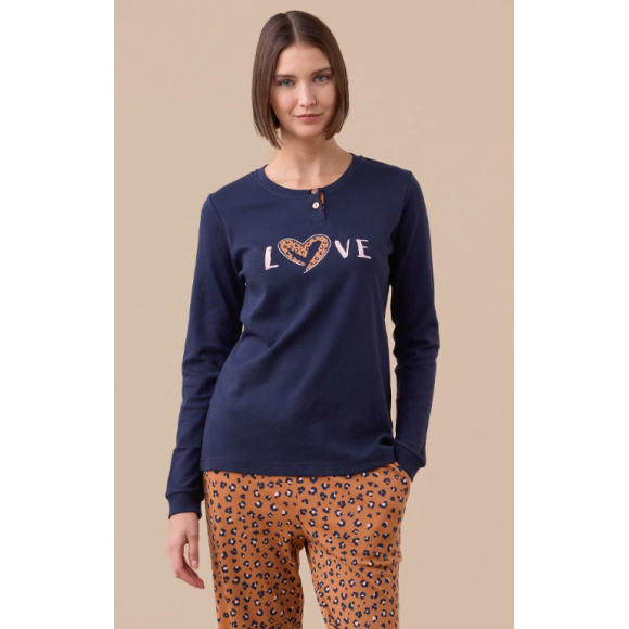 NOI DI NOTTE-Pigiama Donna Caldo Cotone Articolo Animalier FA9261 