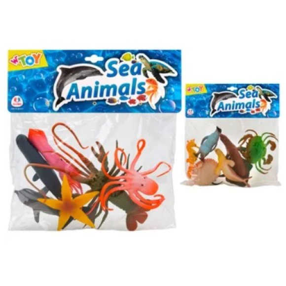  SET 6 ANIMALI MARINI GLOBO 39588 - W'TOY CREATURE DELL'OCEANO