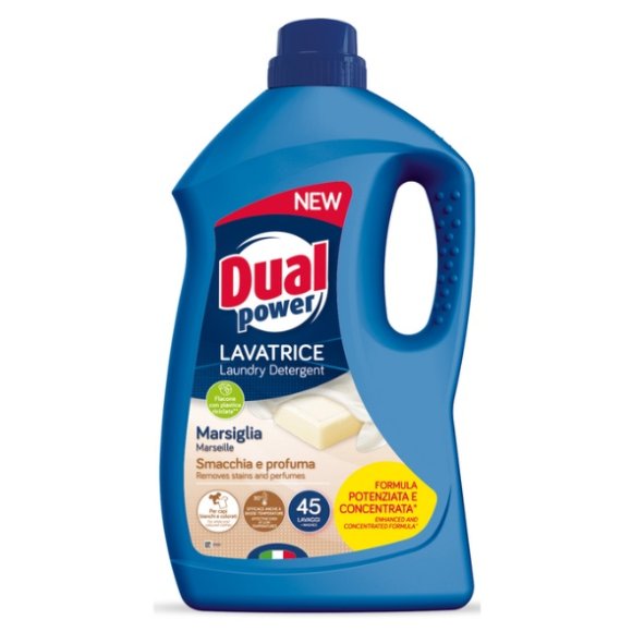 DUAL POWER DETERSIVO LAVATRICE LIQUIDO MARSIGLIA 45 LAVAGGI 1,8 LITRI DUAL POWER DETERSIVO LAVATRICE LIQUIDO MARSIGLIA 45 LAVAGGI 1,8 LITRI