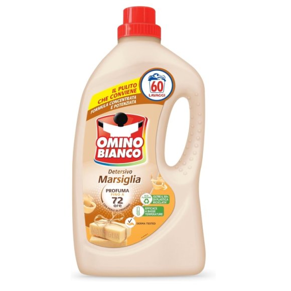 OMINO BIANCO  DETERSIVO LAVATRICE LIQUIDO 60 LAVAGGI CON ESSENZA CUORE DI MARSIGLIA 2,4 LT