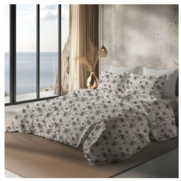 MONET COMPLETO LENZUOLA COPRILETTO PERCALLE 2 PIAZZE - GRIGIO 