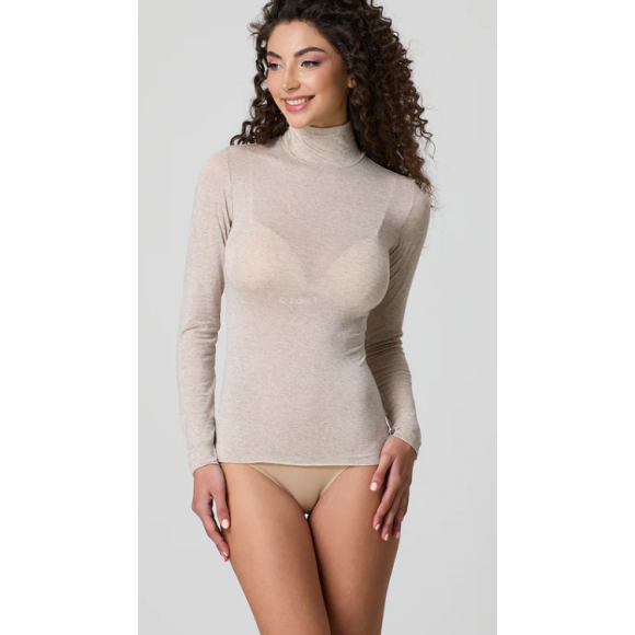 JADEA-MAGLIA DONNA DOLCEVITA A MANICA LUNGA - NATURALE -COD.4066