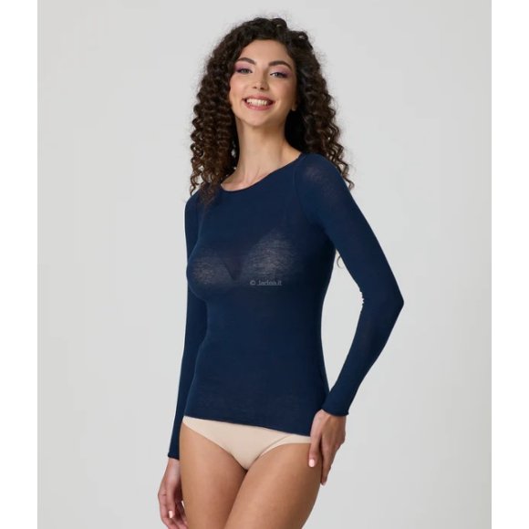 JADEA- MAGLIA DONNA IN CASHMERE MANICA LUNGA COD.4064- NAVY 