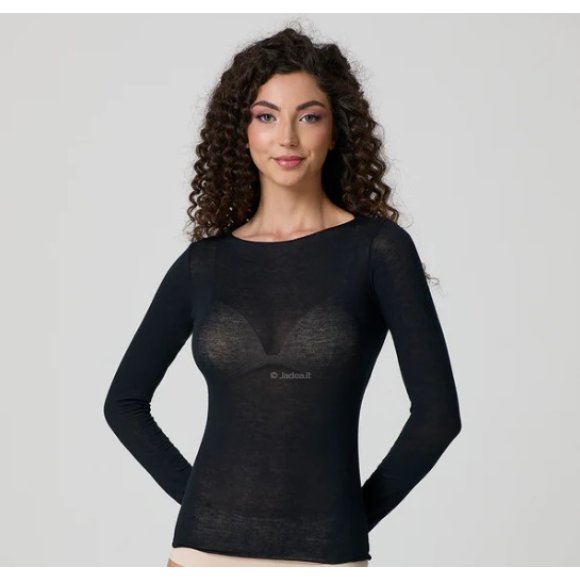 JADEA-MAGLIA DONNA IN CASHMERE MANICA LUNGA COD.4064-NERO 