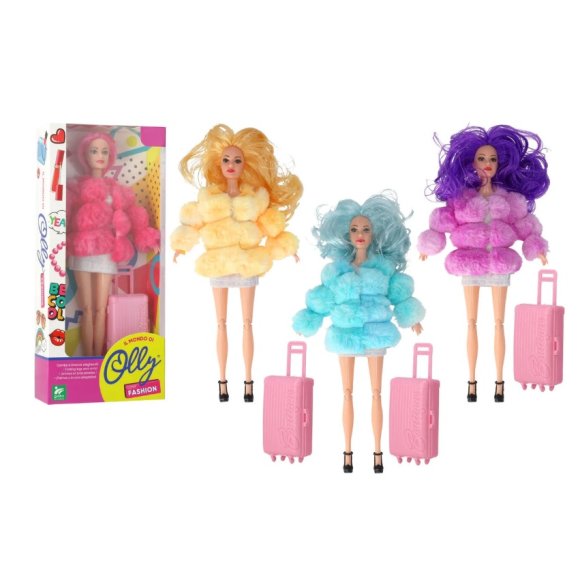 OLLY FASHION DOLL CON PELLICCIA E ACCESSORI - 4 MODELLI ASSORTITI 
