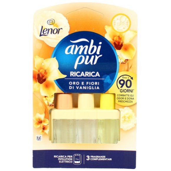 AMBIPUR 3 VOLUTION RICARICA ORO E FIORI DI VANIGLIA DURATA FONO A 90 GIORNI - 20 ML