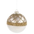 NATALE-PALLINA NATALIZIA IN  VETRO PERLA CON DETTAGLI IN ORO  