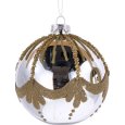 NATALE-PALLINA NATALIZIA IN  VETRO PERLA CON DETTAGLI IN ORO  