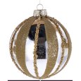 NATALE-PALLINA NATALIZIA IN  VETRO PERLA CON DETTAGLI IN ORO  