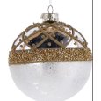 NATALE-PALLINA NATALIZIA IN  VETRO PERLA CON DETTAGLI IN ORO  