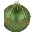 NATALE -PALLINA NATALIZIA IN VETRO VERDE CON DETTAGLI IN ORO 